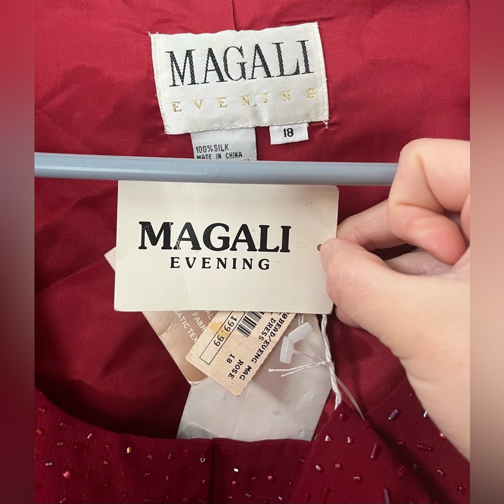 Magali Evening Red 100% Silk Beaded Jacket Women's Size 18 NWT Vintage Formal - Picture 6 of 7